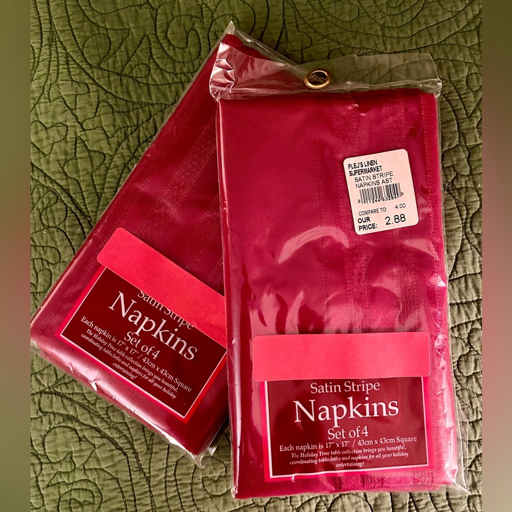 NWT Striped Satin Napkins (2 pack bundle)